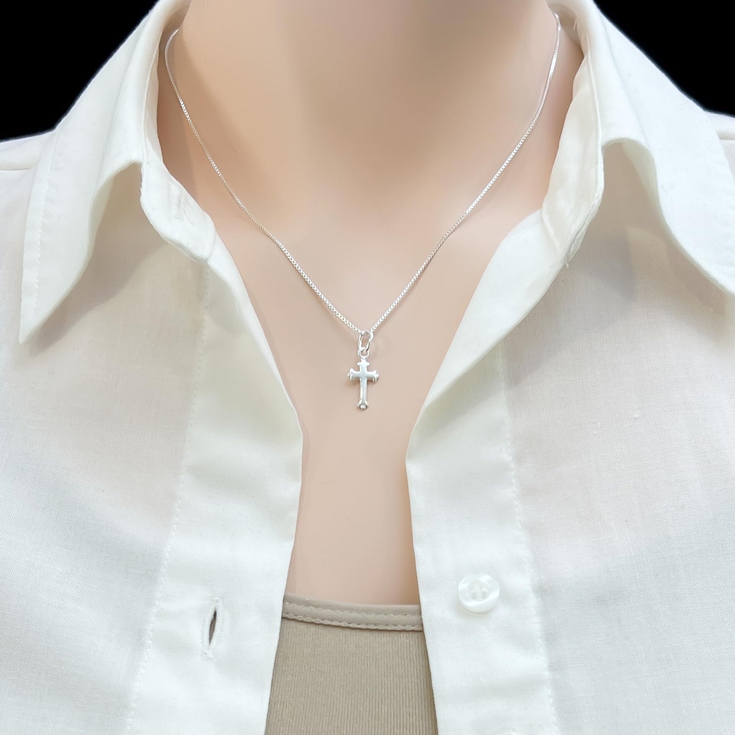 Very Tiny Delicate and Dainty Sterling Silver Cross Necklace for Women and Teen Girls, Goddaughter, Daughter, Granddaughter, Niece - Baptism, Confirmation Gift