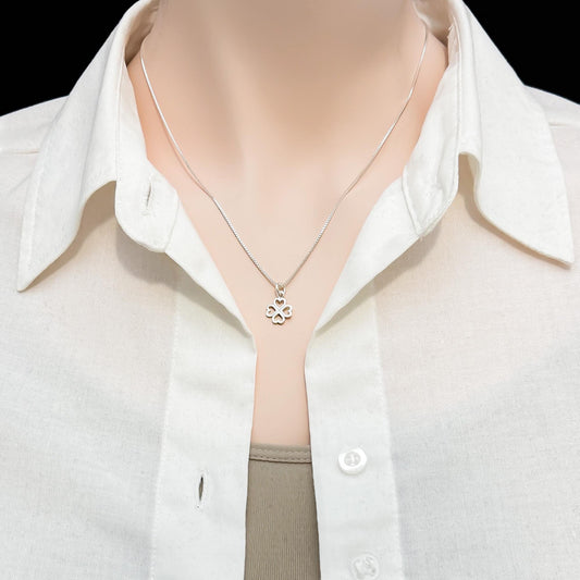 Tiny Four-Leaf Clover Necklace, Sterling Silver Four-Leaf Clover Necklace, Lucky Charm Necklace, St. Patrick's Day Gift, Good Luck Necklace