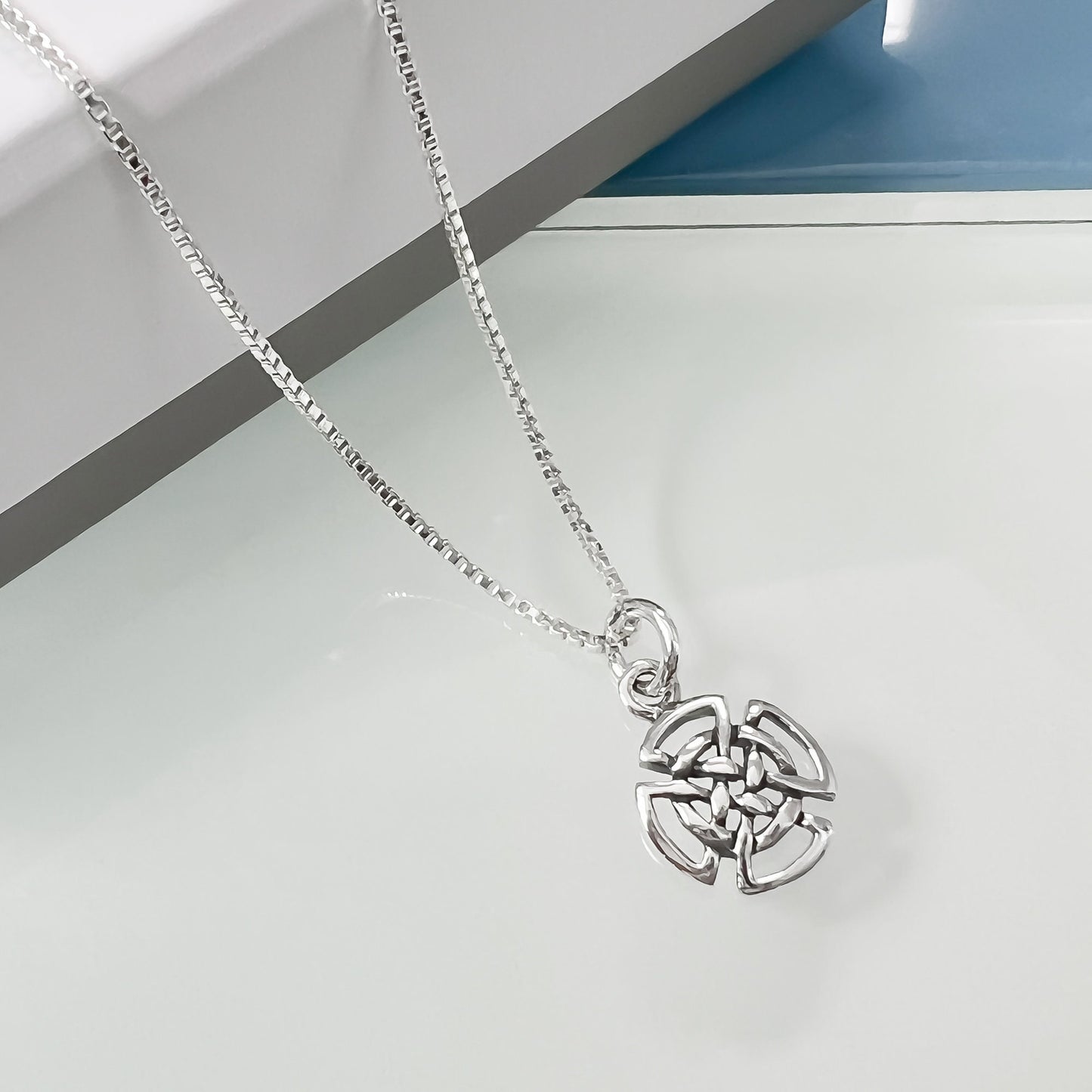 Tiny and Dainty Sterling Silver Celtic Knot Necklace and Earrings Set, Celtic Knot Earrings, Celtic Knot Necklace, Good Luck Charm Jewelry