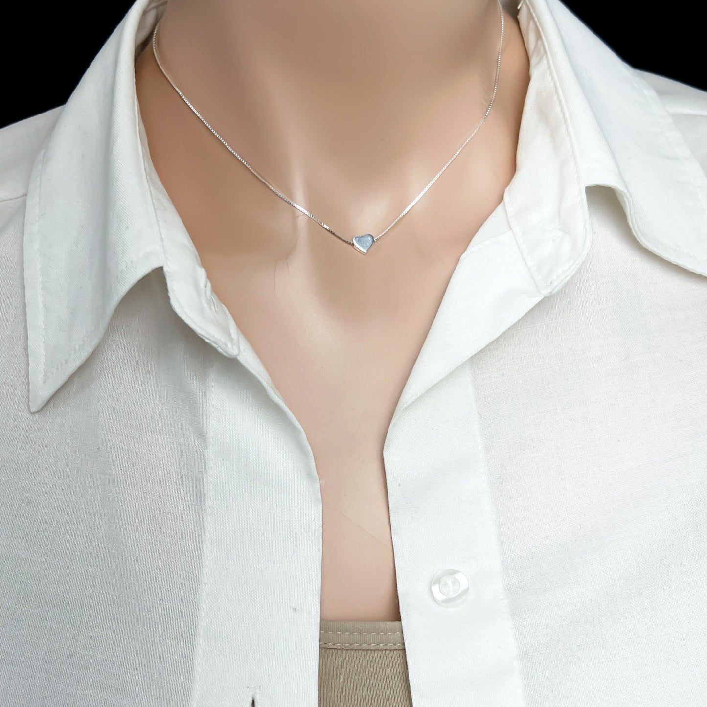 Tiny and Dainty Floating Heart Necklace, Sterling Silver Heart Choker Necklace, Daughter Birthday Gift, Gift for Her, Girlfriend Gift