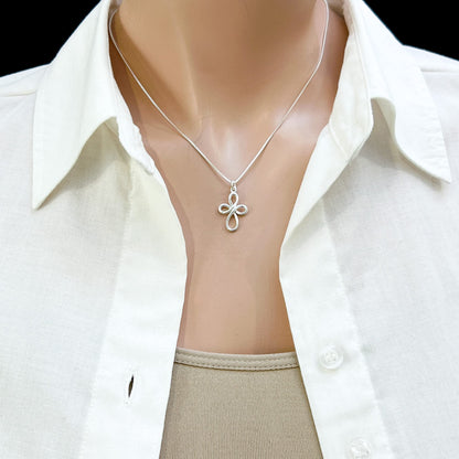 Sterling Silver Cross Necklace for Women, Eternity Cross Necklace, Cross Necklace for Girls, Christmas Gift Necklace, Religious Gift Necklace