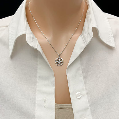 Sterling Silver Compass Necklace for Women, Layered Compass Necklace, North Star Compass Necklace, Wife Gift, Girlfriend Gift, Best Friend Gift Necklace