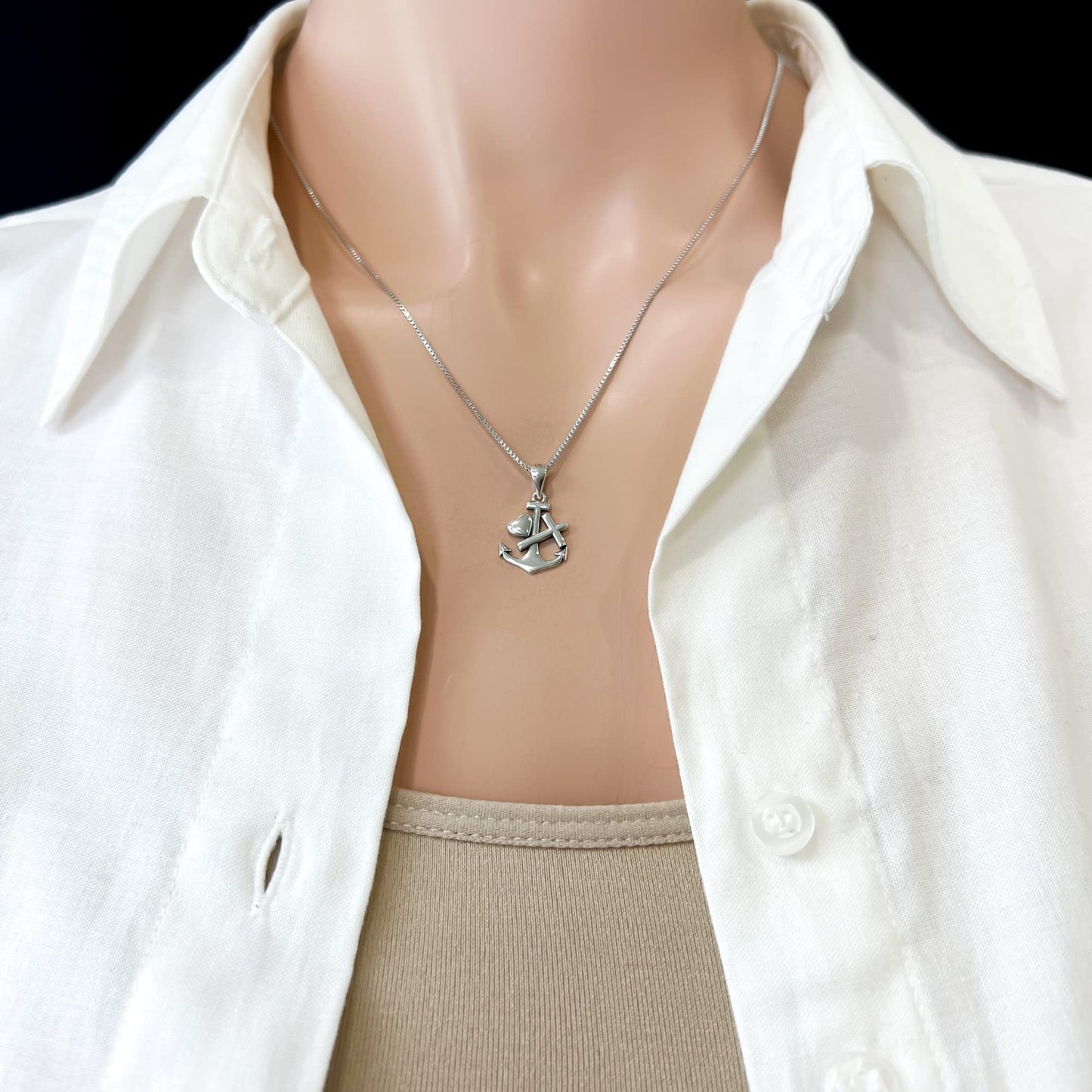 Tiny and Dainty Sterling Silver Faith Hope and Love Necklace, Silver Anchor Cross and Heart Necklace, Confirmation Gift Necklace, Goddaughter Gift