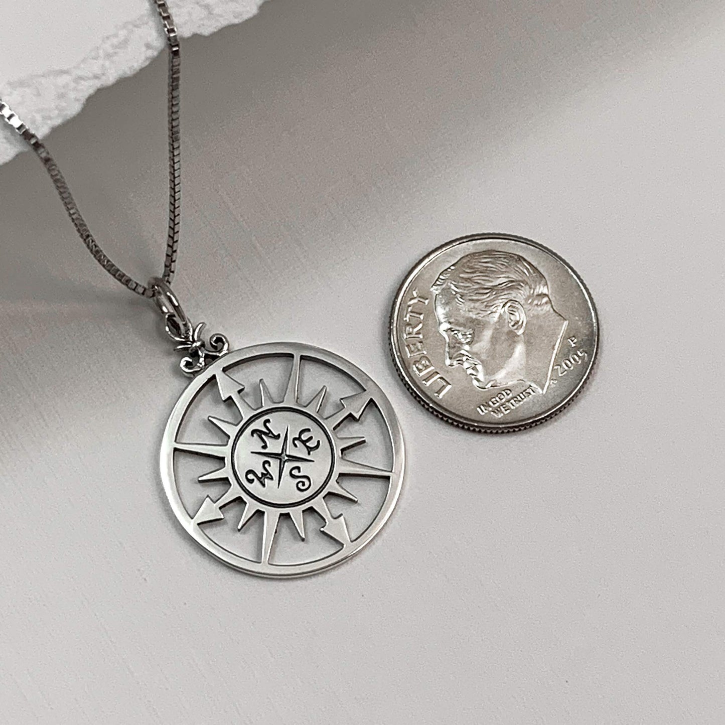 Sterling Silver Compass Necklace, Enjoy the Journey, Travel Necklace, Best Friend Gift, Graduation Gift Necklace, Retirement Gift Necklace