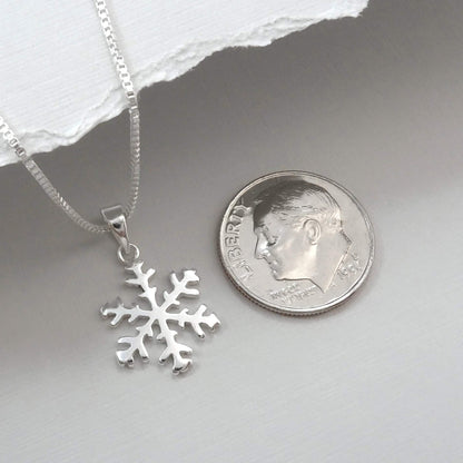 Sterling Silver Snowflake Necklace, Snowflake Necklace for Women, Snowflake Necklace for Teen Girls