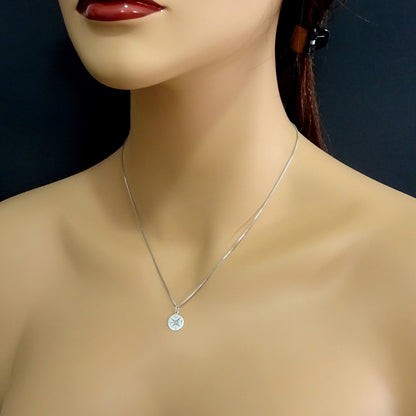 Small Sterling Silver Compass Necklace, Gift for Graduate, Tiny and Dainty Compass Necklace, Travel Gift Necklace, Friendship Necklace