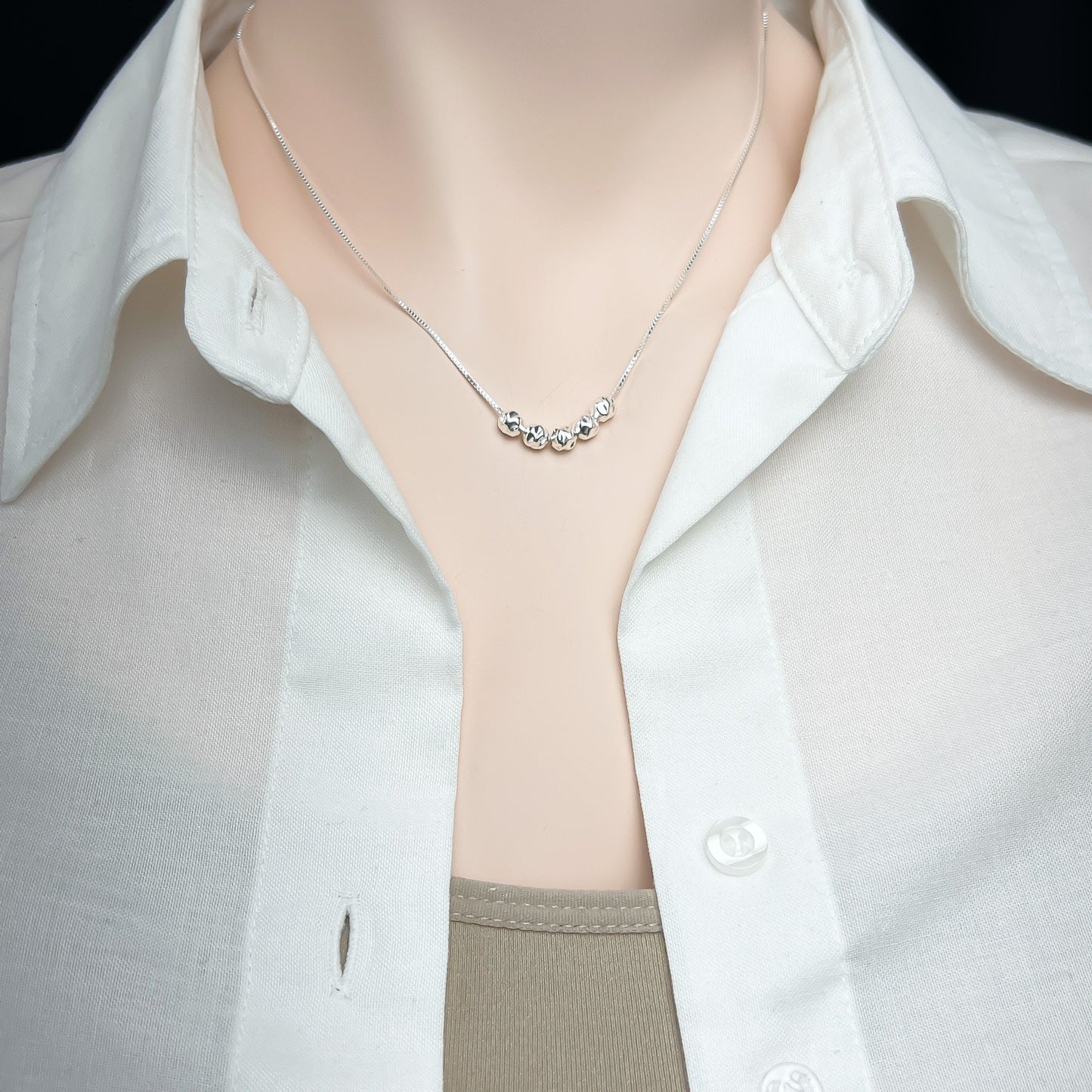 Happy 50th Birthday Necklace, Sterling Silver Necklace, Gift for Mom, Gift for Coworker, 5 Decades Necklaces, 5 Silver Nuggets Necklace