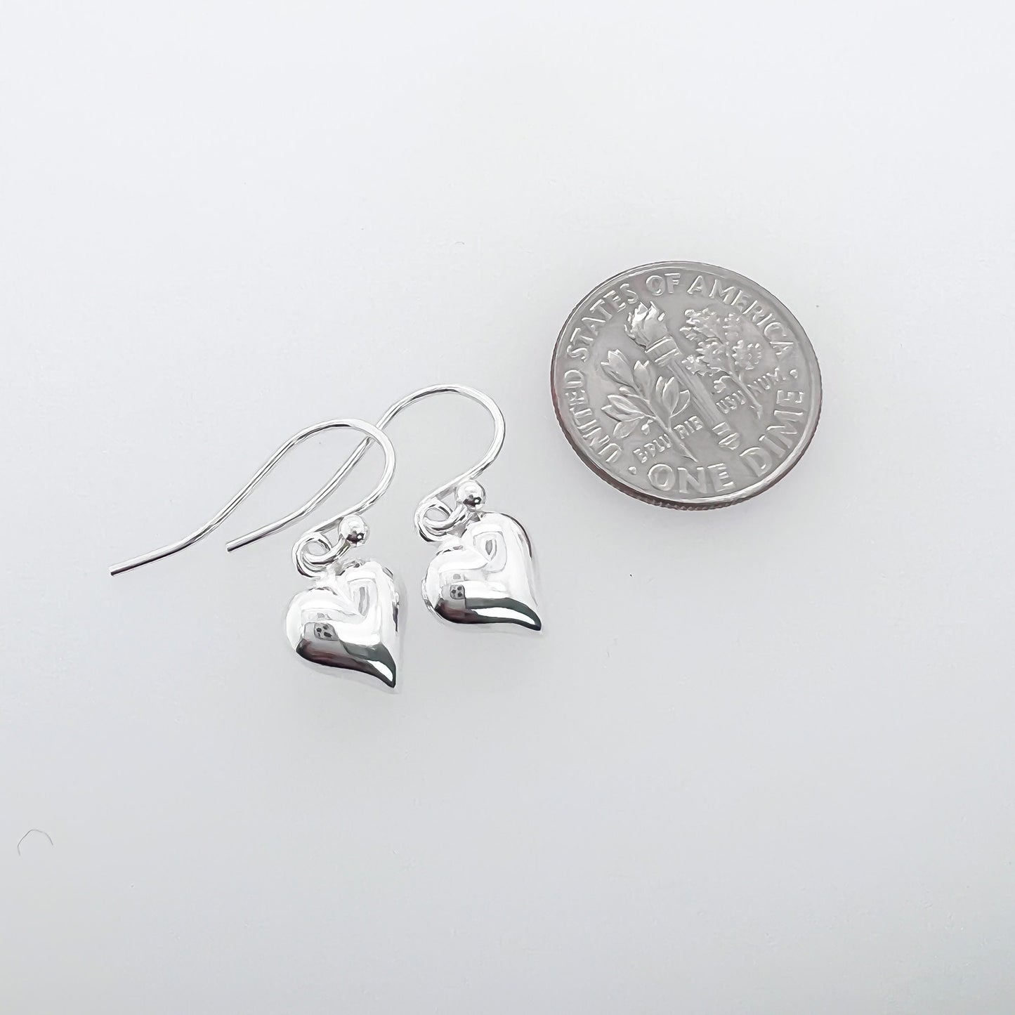 Tiny and Dainty Sterling Silver Puffed Heart Earrings, Girlfriend Gift Earrings,  Daughter Birthday Gift, Niece Birthday Gift