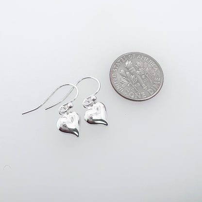 Tiny and Dainty Sterling Silver Puffed Heart Earrings, Girlfriend Gift Earrings,  Daughter Birthday Gift, Niece Birthday Gift