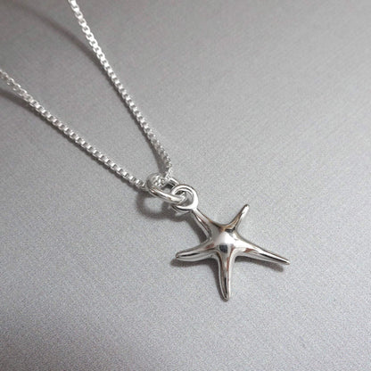 Sterling Silver Starfish Necklace, Tiny Plain Starfish Necklace For Women, Girlfriend Gift Necklace, Best Friend Gift