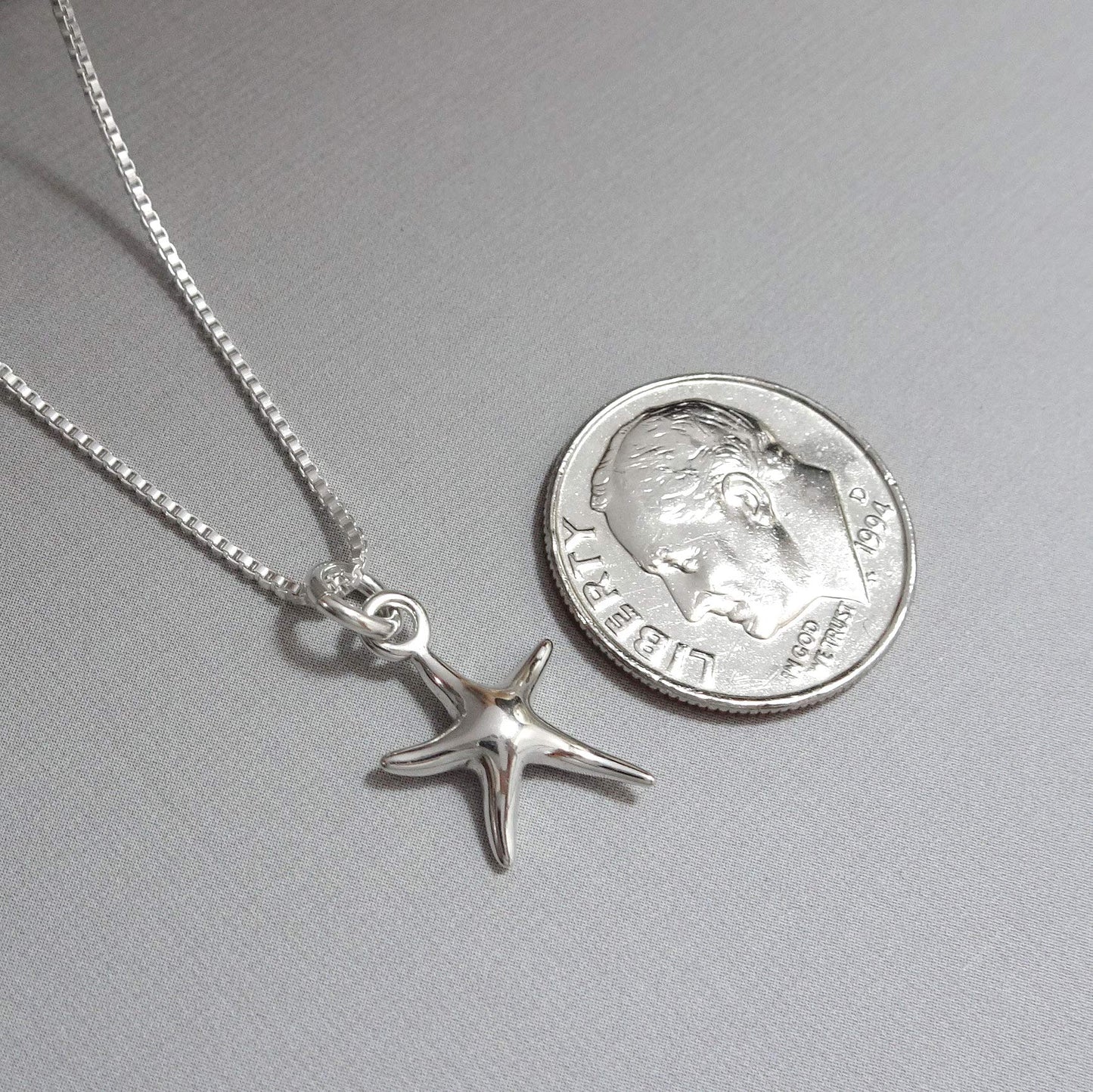 Sterling Silver Starfish Necklace, Tiny Plain Starfish Necklace For Women, Girlfriend Gift Necklace, Best Friend Gift