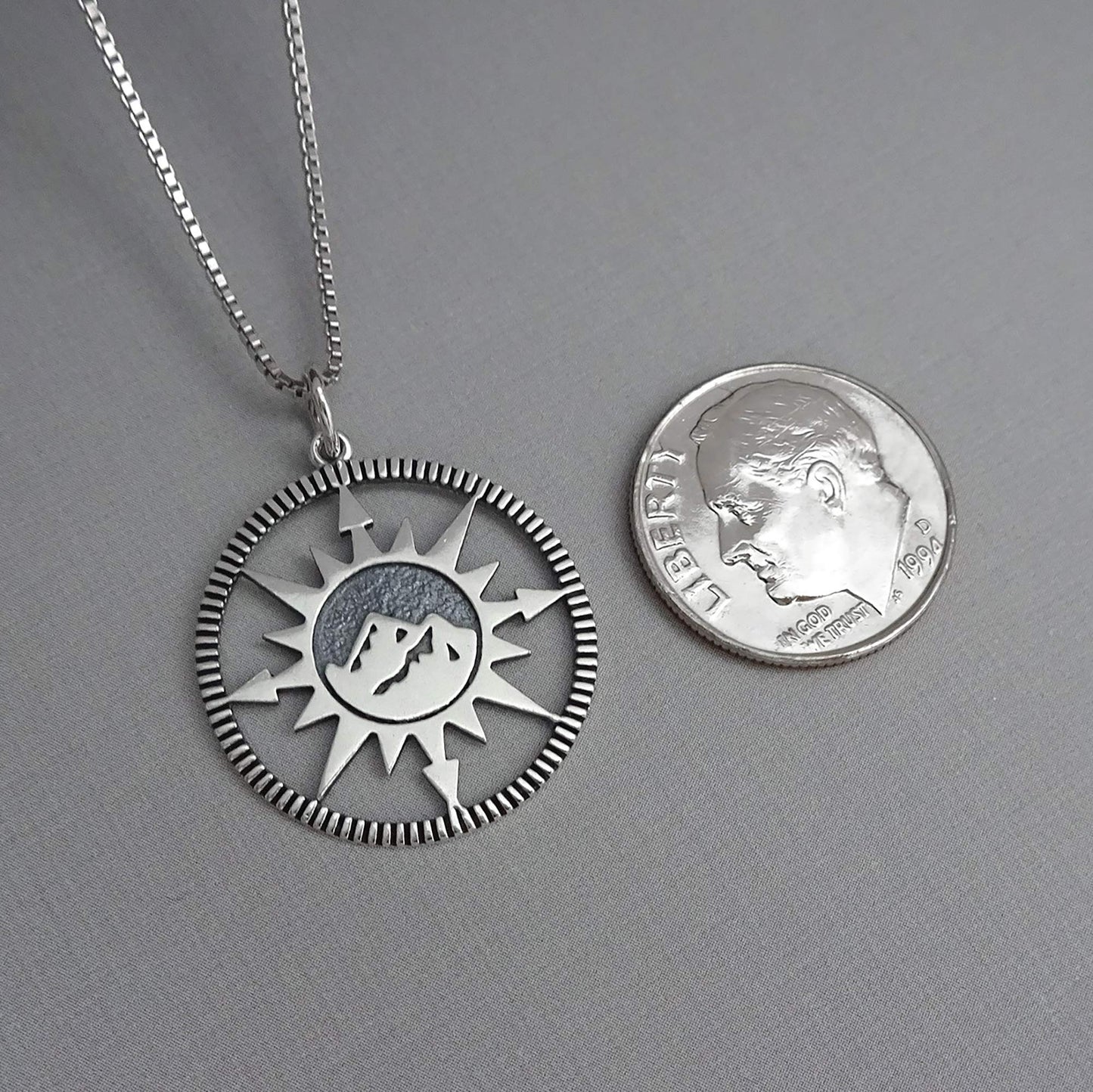 Sterling Silver Compass Necklace, Adventure Awaits Necklace, Best Friend Gift, Graduation Gift Necklace, Retirement Gift Necklace