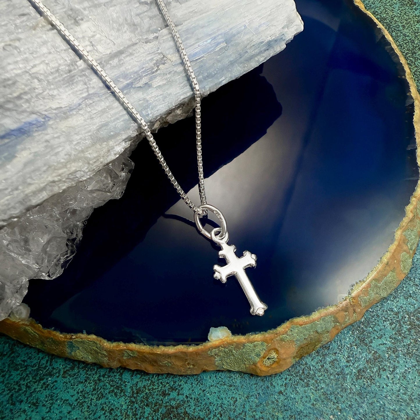Sterling Silver Cross Necklace, First Communion Gift, Baptism or Confirmation Jewelry, Dainty Easter Cross, Christmas Gift for Teen or Girl