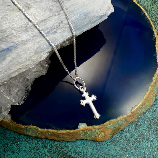 Sterling Silver Cross Necklace, First Communion Gift, Baptism or Confirmation Jewelry, Dainty Easter Cross, Christmas Gift for Teen or Girl