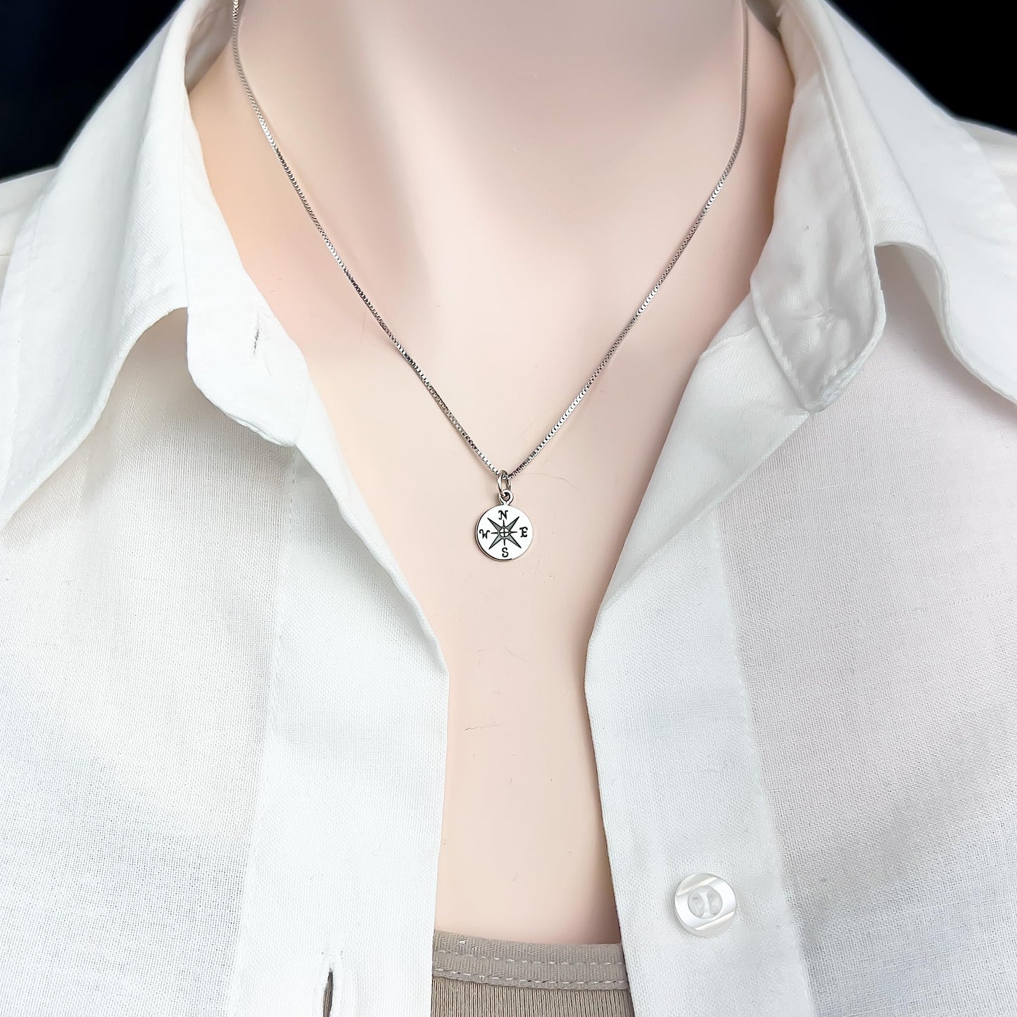 Small Compass Necklace Sterling Silver, Go Confidently in the Direction of Your Dreams, Graduation Gift Necklace