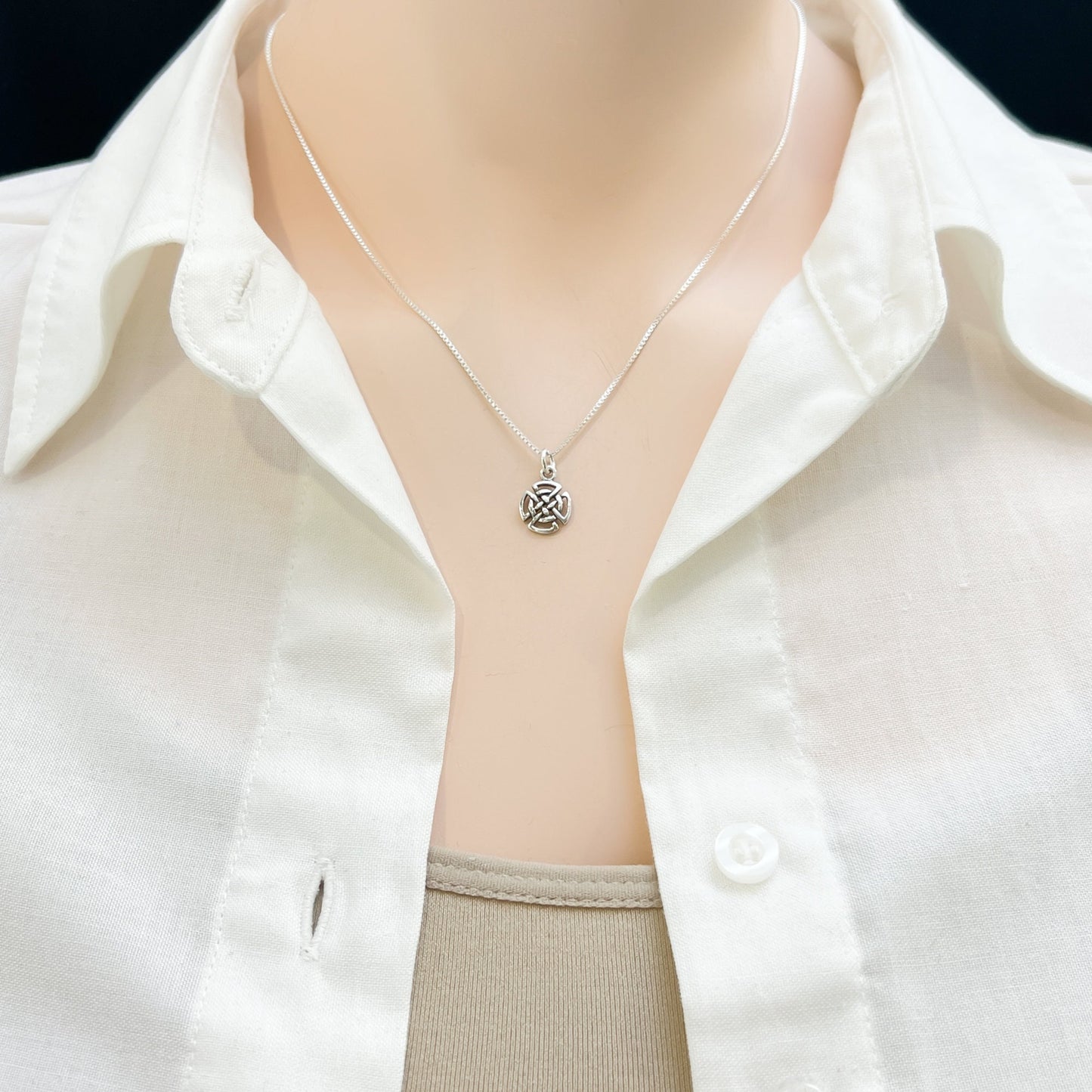 Tiny and Dainty Sterling Silver Celtic Knot Necklace and Earrings Set, Celtic Knot Earrings, Celtic Knot Necklace, Good Luck Charm Jewelry