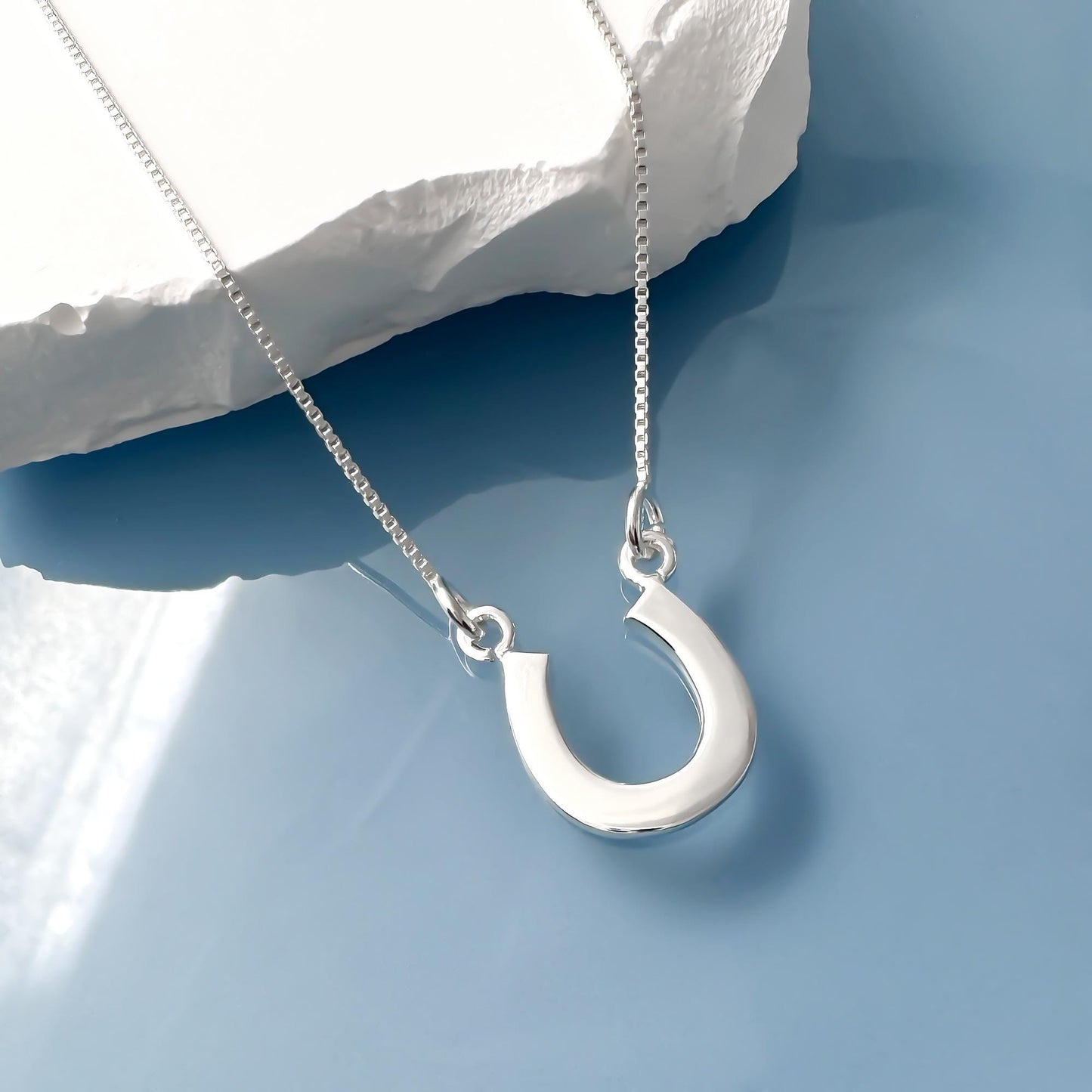 Sterling Silver Horseshoe Necklace for Women, Sterling Silver Horse Shoe Necklace, Good Luck Necklace, Lucky Charm Layering Choker Necklace