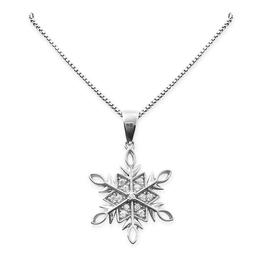 Sterling Silver and CZ Snowflake Necklace