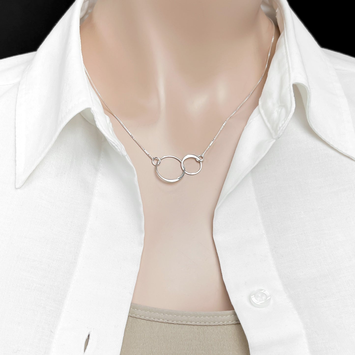 Unbiological Sister Gift, 925 Sterling Silver 2 Circles Necklace, Sister, Stepsister, Best Friend Birthday Jewelry Gift