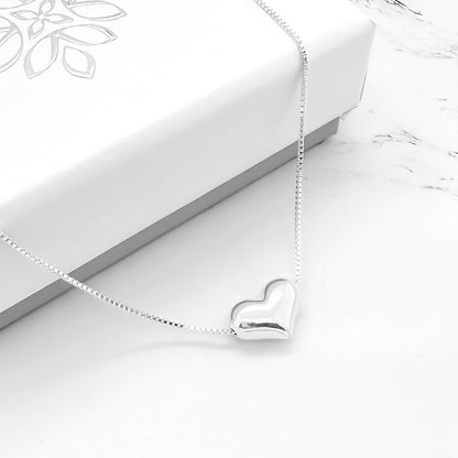 Sterling Silver Floating Heart Necklace