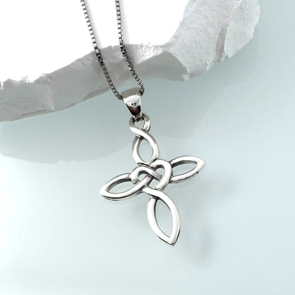 Infinity and Heart Cross Necklace, Sterling Silver Cross Necklace, Baptism Gift Necklace for Teen Girl, Cross Necklace for Women