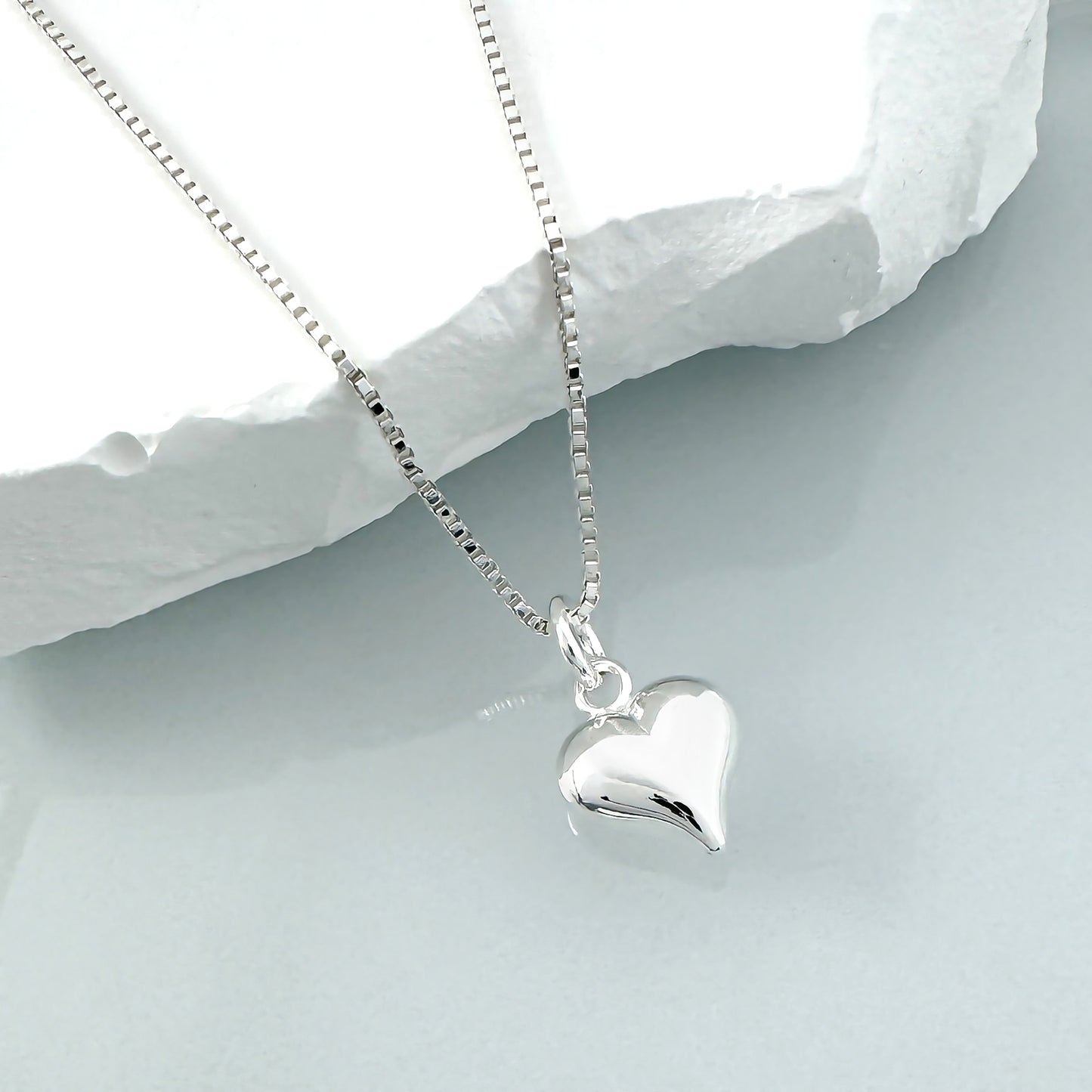 Tiny and Dainty Sterling Silver Puffed Heart Necklace, Daughter Gift Necklace, Daughter Birthday Gift, Valentine's Day Gift Necklace