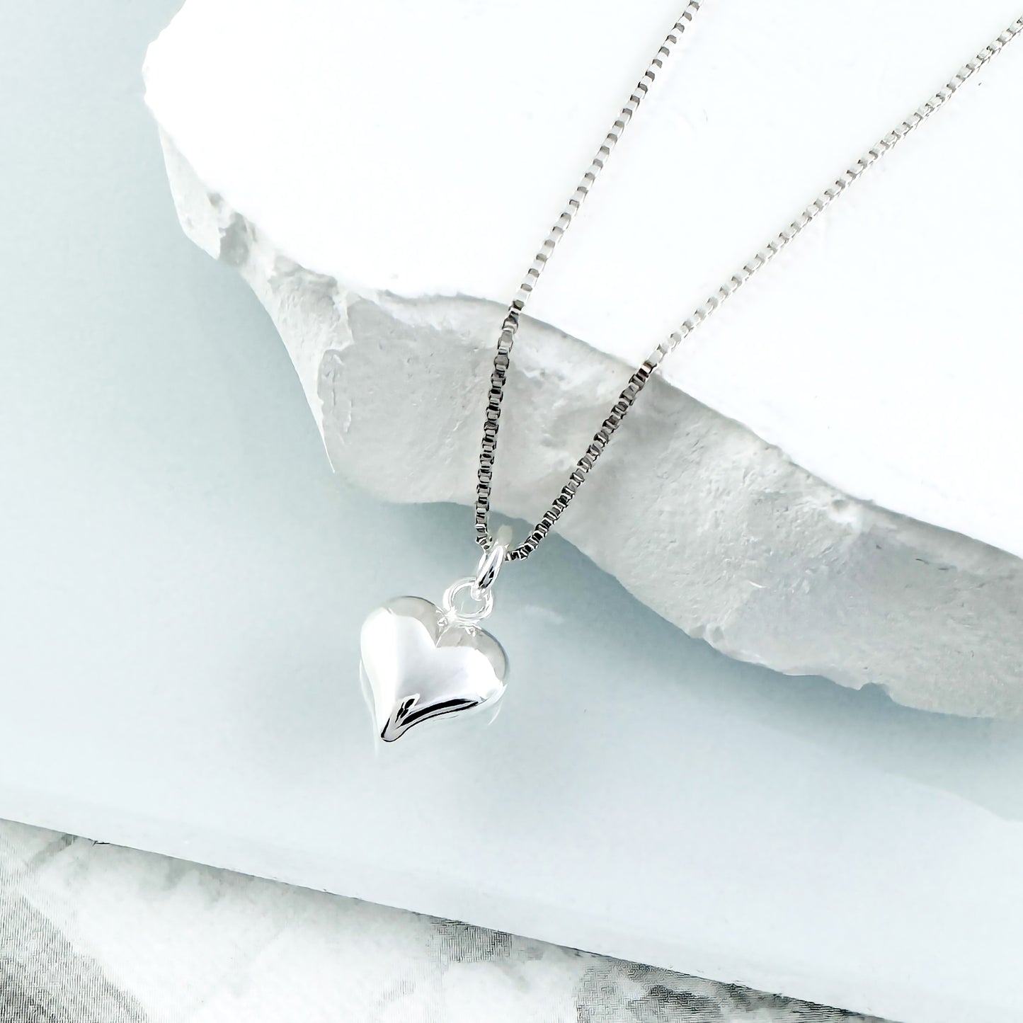 Tiny and Dainty Sterling Silver Puffed Heart Necklace, Daughter Gift Necklace, Daughter Birthday Gift, Valentine's Day Gift Necklace