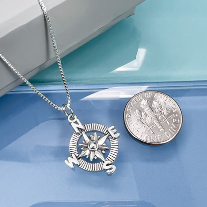 925 Sterling Silver Compass Necklace, Adventure Awaits, Travel Necklace, Graduation Gift Necklace, Retirement Gift Necklace, Daughter Best Friend Graduation 2025 Present, Graduate Gift