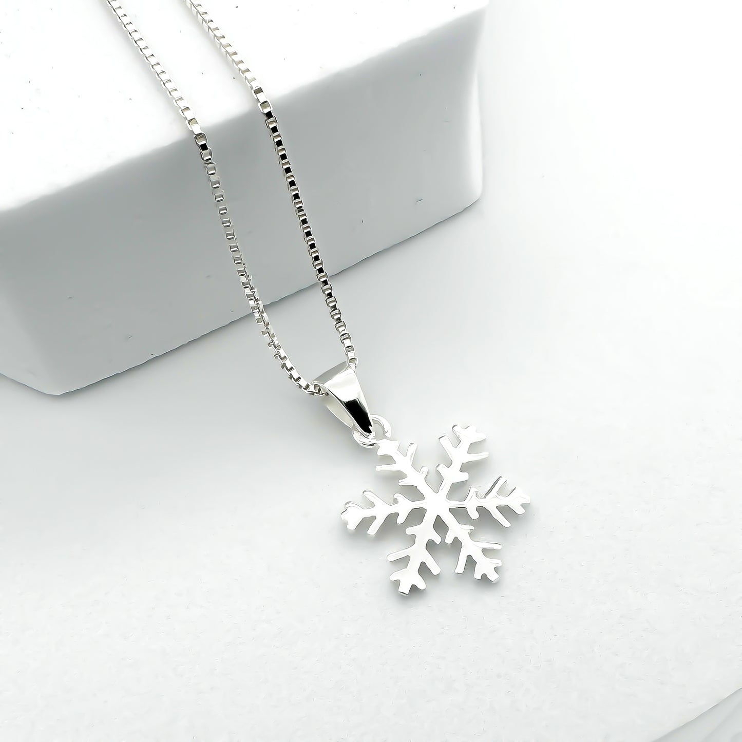 Tiny Sterling Silver Snowflake Necklace, Christmas Gift Necklace for Women