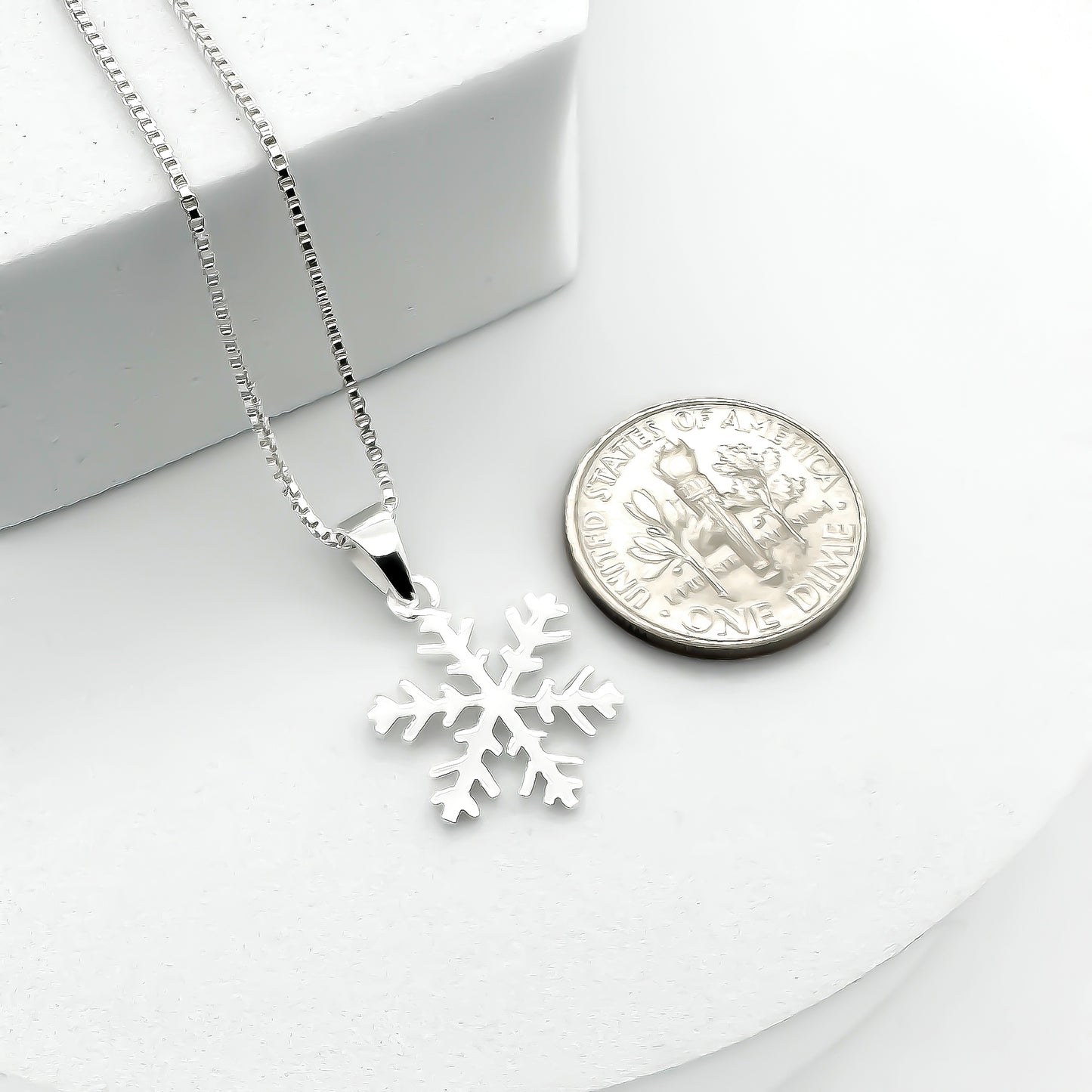 Tiny Sterling Silver Snowflake Necklace, Christmas Gift Necklace for Women