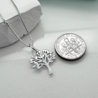 Dainty Sterling Silver Plain Tree of Life Necklace