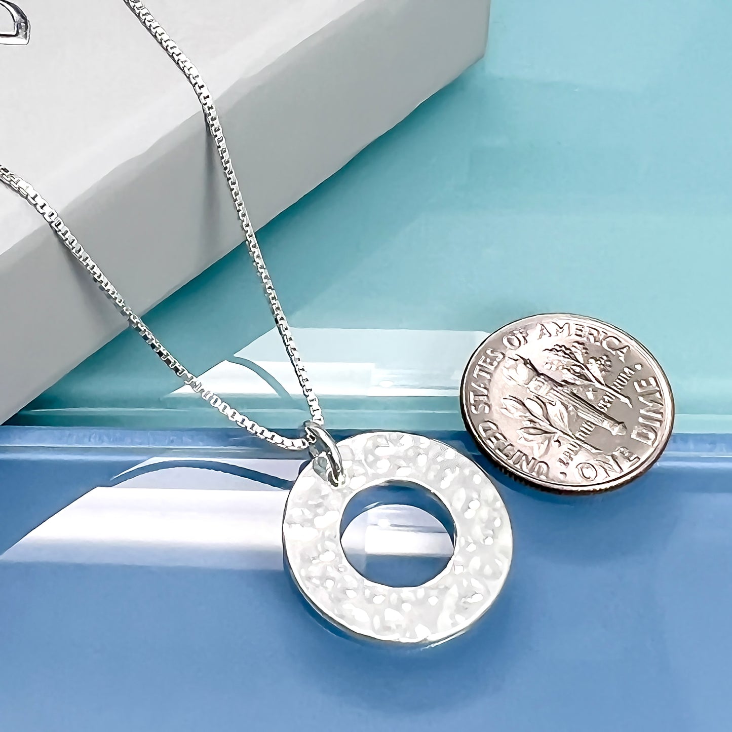 Hammered Circle Necklace for Women, Eternal Bond Sterling Silver Hammered Circle Eternity Necklace, Mom Gift Necklace, Girlfriend Gift, Best Friend Gift Jewelry