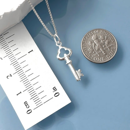 Tiny Delicate and Dainty Sterling Silver Key Necklace for Women, Girlfriend Birthday Gift Necklace, Daughter Graduation Gift, Wife Anniversary Necklace