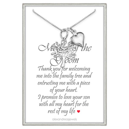 Dainty 925 Sterling Silver Tree of Life Necklace for Women, Mother of the Groom Gift from Bride and Groom, Thank You Present for Future Mother in Law from Daughter in Law