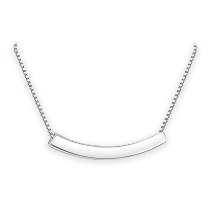 Curved Tube Bar Necklace Sterling Silver, Curved Bar Necklace for Women, Layering Necklace