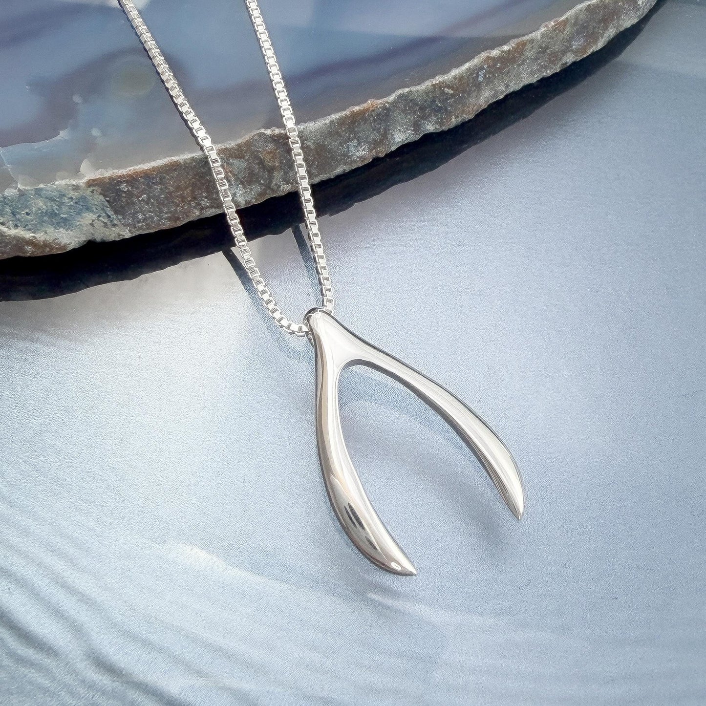 Good Luck Necklace, Sterling Silver Wishbone Pendant Necklace, Dainty Minimal Necklace