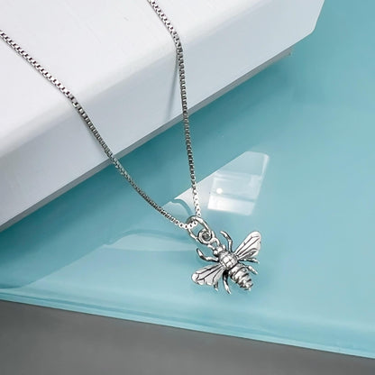 Tiny Sterling Silver Bee Pendant Necklace, Sterling Silver Bee Charm, Bee Jewelry for Women, Bumble Bee Necklace, Honey Bee Necklace