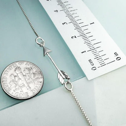 Sterling Silver Arrow Necklace Minimalist Dainty Bar Pendant Layering Jewelry