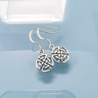 Tiny and Dainty Sterling Silver Celtic Knot Necklace and Earrings Set, Celtic Knot Earrings, Celtic Knot Necklace, Good Luck Charm Jewelry