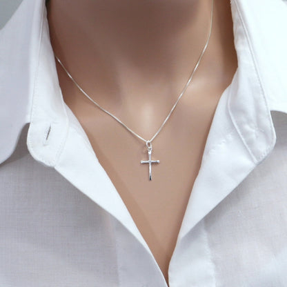 Cross Necklace, Sterling Silver Cross Necklace, Tiny Cross Necklace, Sterling Silver Cross Pendant, Cross Jewelry, Baptism Gift Necklace