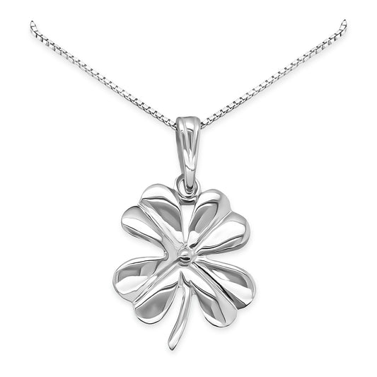 Four Leaf Clover Pendant Sterling Silver Large, St. Patrick's Day Gift Necklace, Irish Good Luck Necklace, Shamrock Jewelry