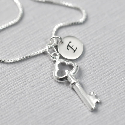 Sterling Silver Key Necklace, Minimalist Key Pendant, Symbolic Jewelry Gift for Daughter, Graduate, Friend, or New Beginnings 2025 Grad Gift