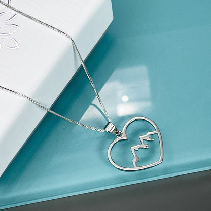 Sterling Silver  Heart Mountain Pendant Necklace, Adventure Necklace, Retirement Gift Necklace, Graduation Gift Necklace, Outdoors Necklace