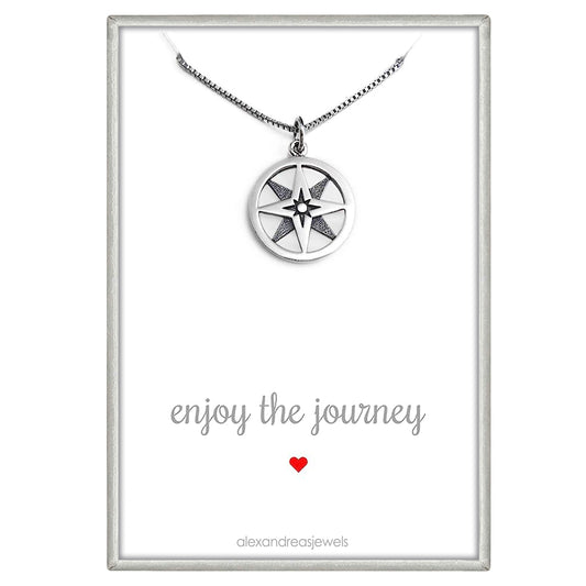 Enjoy the Journey Layered Sterling Silver Compass Necklace