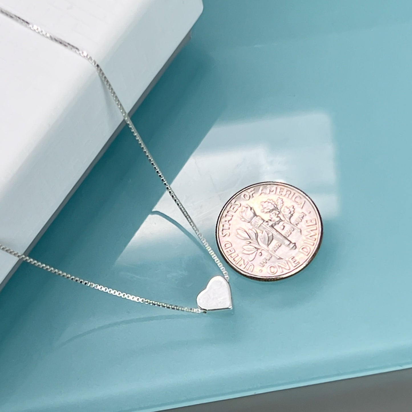 Tiny and Dainty Floating Heart Necklace, Sterling Silver Heart Choker Necklace, Daughter Birthday Gift, Gift for Her, Girlfriend Gift