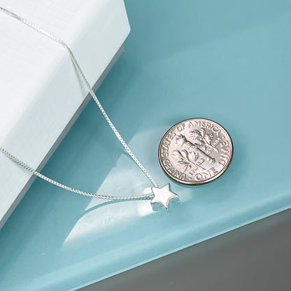 Tiny Floating Star Necklace, Sterling Silver Star Choker Necklace, Daughter Birthday Gift, Girlfriend Gift, Niece Birthday Gift Necklace