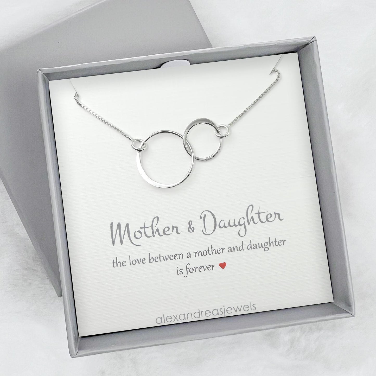 Mother Daughter Necklace, Sterling Silver Interlocking Circles, Forever Love Jewelry