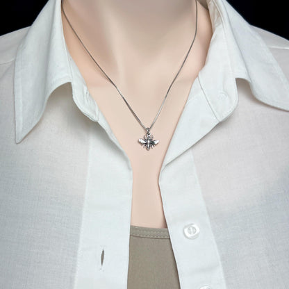 Tiny Sterling Silver Bee Pendant Necklace, Sterling Silver Bee Charm, Bee Jewelry for Women, Bumble Bee Necklace, Honey Bee Necklace