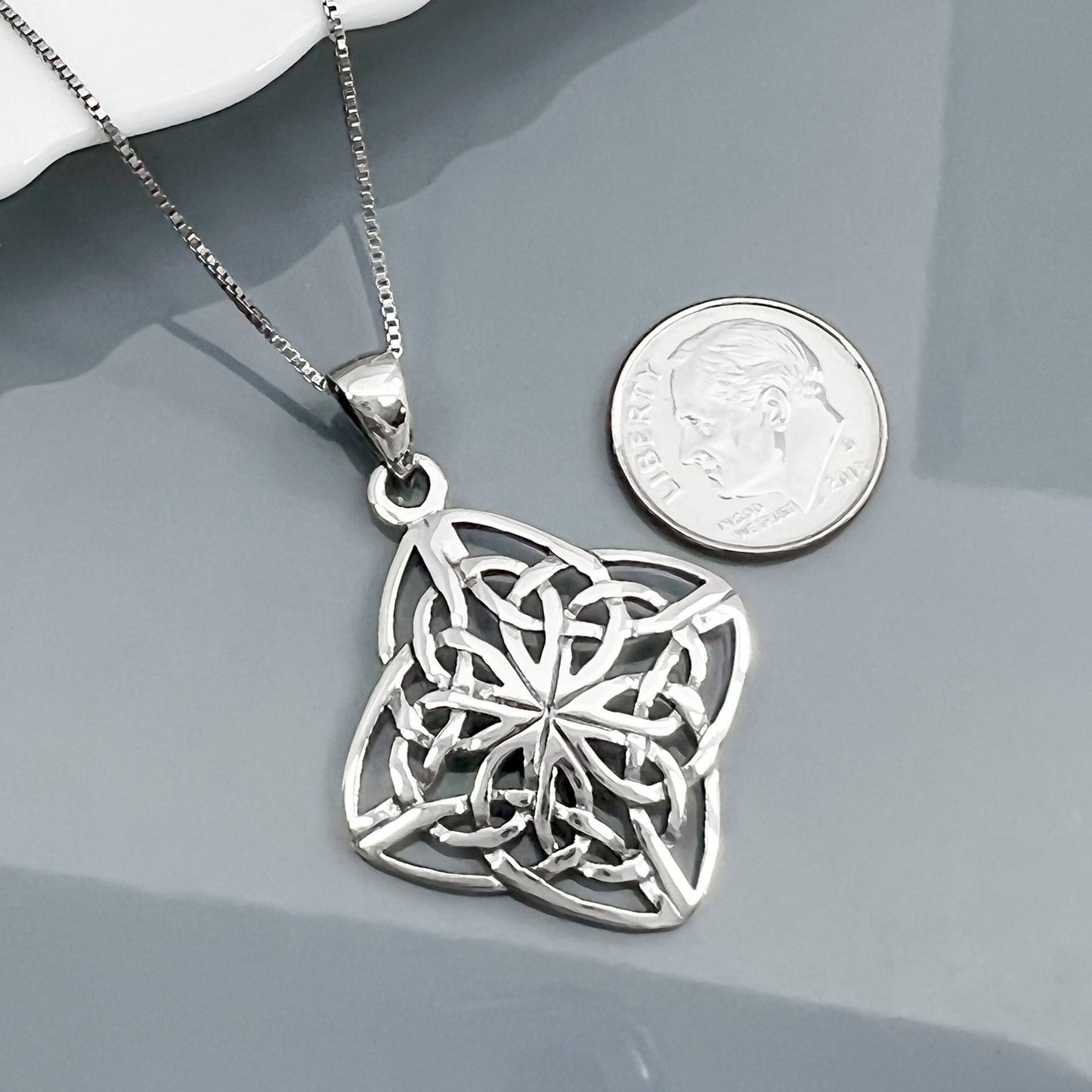 Sterling Silver Celtic Knot Pendant Necklace, 925 Sterling Silver Celtic Necklace Necklace, Irish Necklace, Wife Birthday Gift Necklace