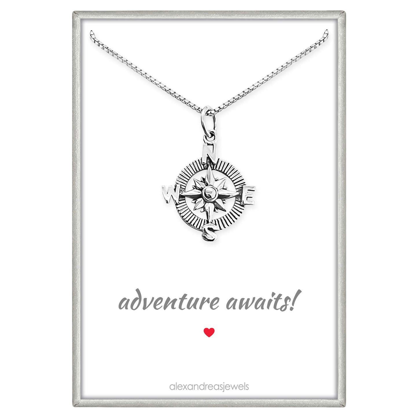 925 Sterling Silver Compass Necklace, Adventure Awaits, Travel Necklace, Graduation Gift Necklace, Retirement Gift Necklace, Daughter Best Friend Graduation 2025 Present, Graduate Gift